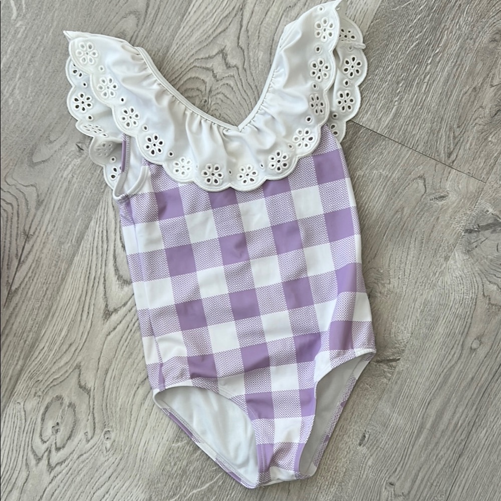 Janie and Jack Lavender Checkered One Piece Swimsuit